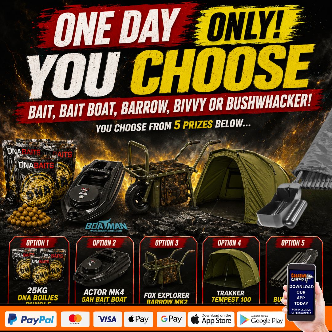 MORNING GLORY YOU CHOOSE BAIT, BAIT BOAT, BARROW, BIVVY OR BUSHWHACKER ENDING TODAY