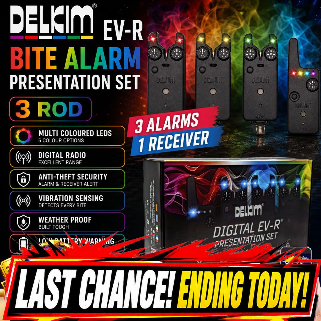 WEEKEND BANGERS DELKIM EV-R BITE ALARM PRESENTATION SET 3 ROD ENDING TODAY