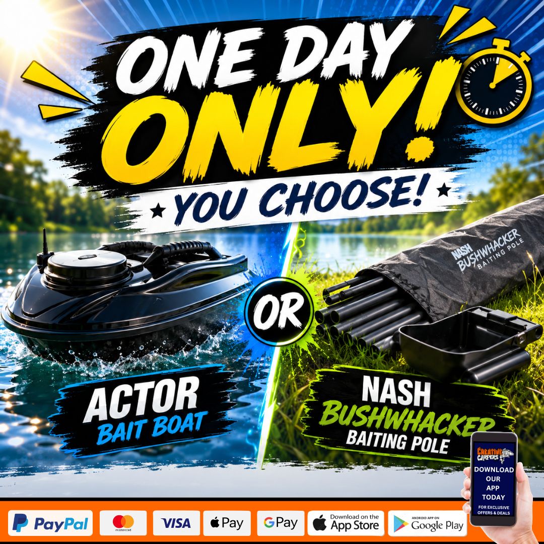 MORNING GLORY BOATMAN ACTOR BAIT BOAT OR NASH BUSHWHACKER BAITING POLE ENDING TOMORROW