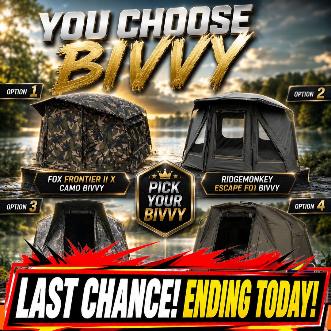 THE BIG ONES YOU CHOOSE BIVVY FOX, RIDGMONKEY, NASH OR TRAKKER ENDING TODAY