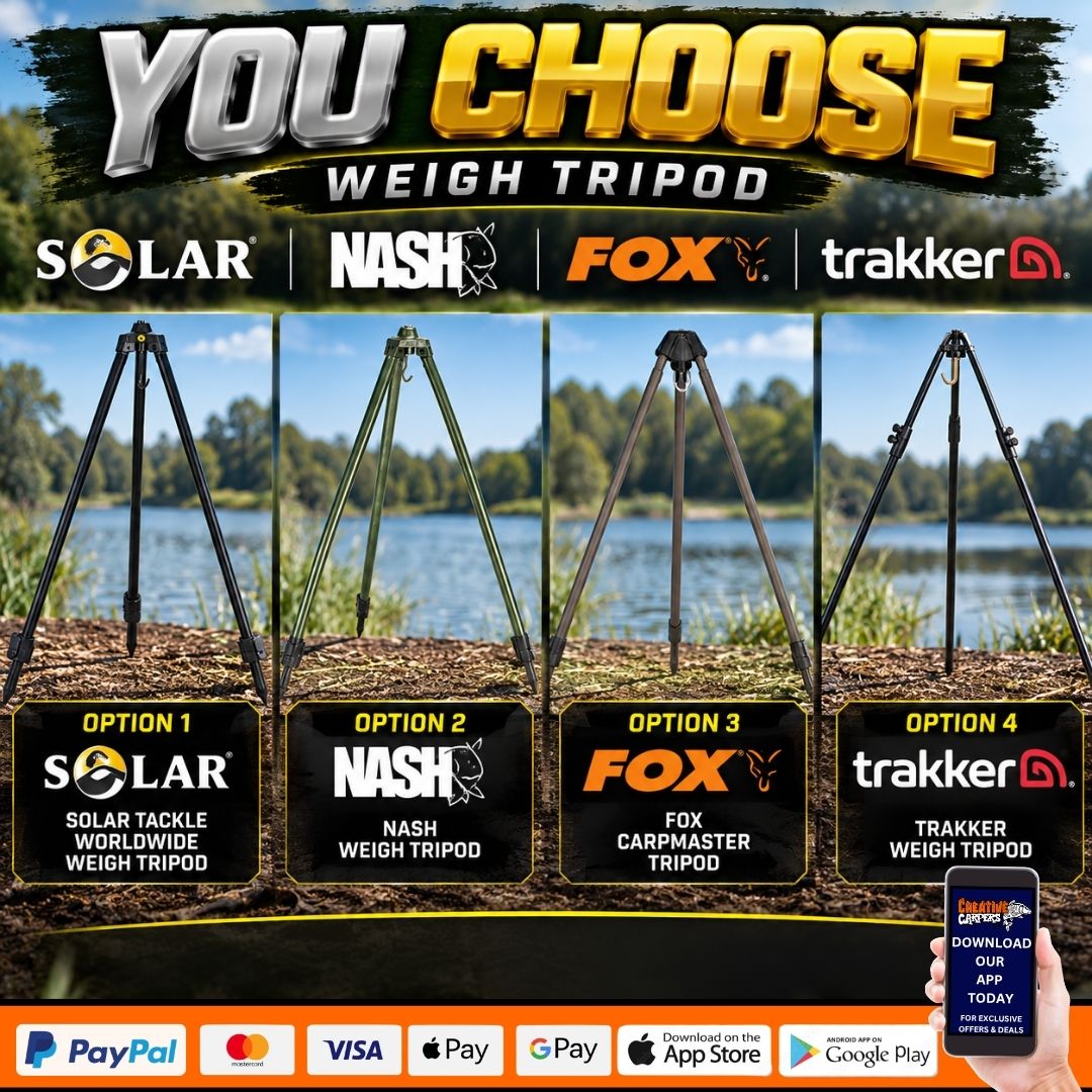 WEEKEND BANGERS YOU CHOOSE WEIGH TRIPOD SOLAR, NASH, FOX OR TRAKKER ENDING MONDAY
