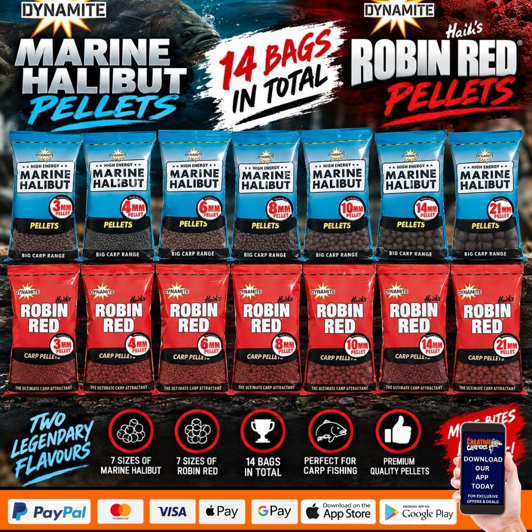 WEEKEND BANGERS DYNAMITE BAITS MARINE HALIBUT & ROBIN RED PELLETS COLLECTION ENDING MONDAY