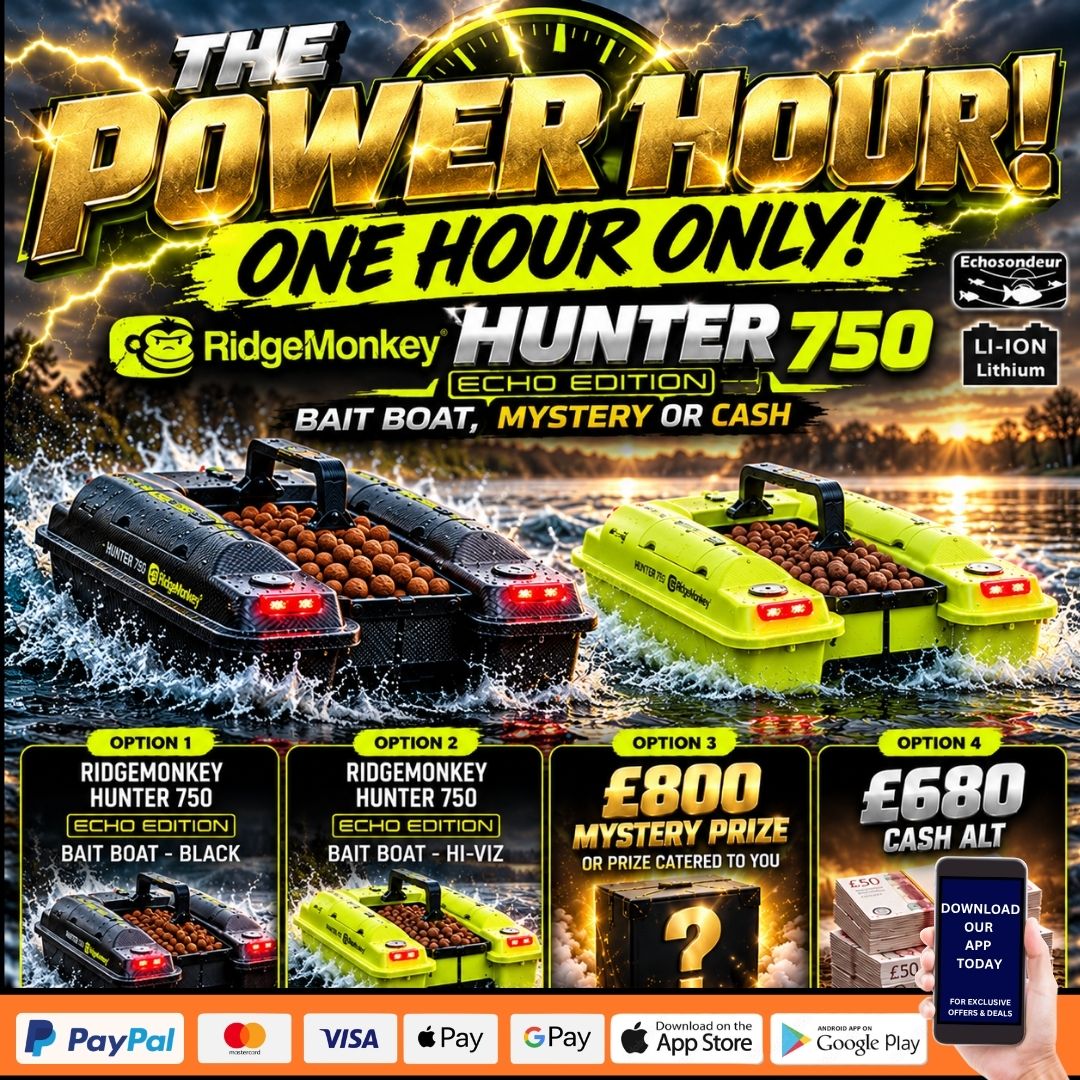 THE POWER HOUR RIDGEMONKEY HUNTER 750 *ECHO EDITION* BAIT BOAT, MYSTERY OR CASH